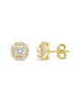 Diamond Cluster Earrings With A Centre Round Brilliant Cut Diamond Set in 18ct Yellow Gold. Tdw 1.25ct